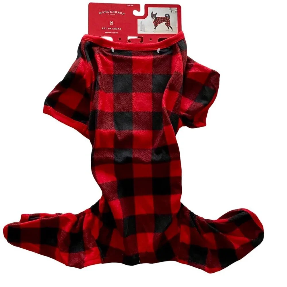 Wondershop Pet Pajamas Buffalo Check Black Red Dog Medium NEW NWT